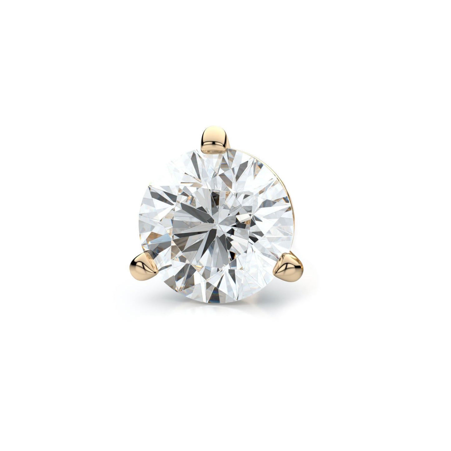14k Yellow Gold 3-prong Martini Round Diamond Single Stud Earring 1.00ctw (6.5mm Ea), H-i Color, Vs Clarity