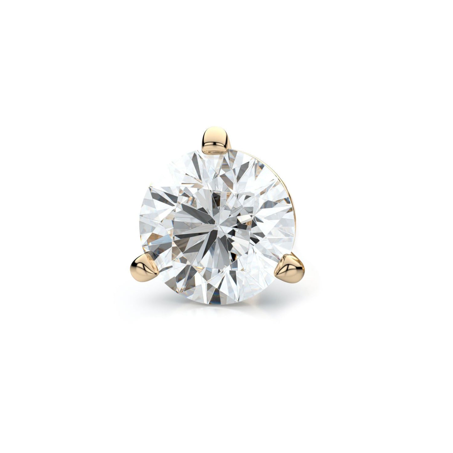 14k Yellow Gold 3-prong Martini Round Diamond Single Stud Earring 0.10ctw (3.0mm Ea), H-i Color, Si Clarity