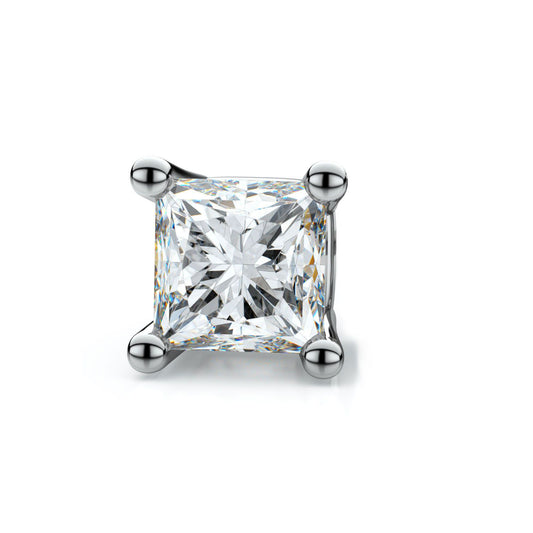 18k White Gold 4-prong Princess Diamond Single Stud Earring 0.16ctw (4.0mm Ea), F-g Color, Vs Clarity