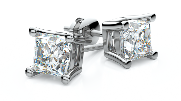 14k White Gold 4-prong Princess Diamond Stud Earrings (0.51 Ct. T.w., Vs1-vs2 Clarity, H-i Color)
