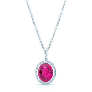 Tourmaline Oval Pendant in 14K White Gold – front view | RockHer