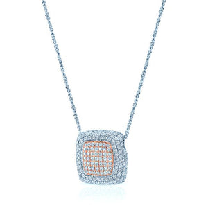 Diamond Pave Square Pendant In 14k Two Tone Gold (9/10 Ct.tw.) – side profile | RockHer