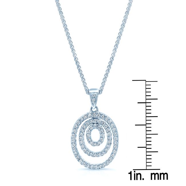 Multi Oval Diamond Penant In 18k White Gold (1/4 Ct.tw.)