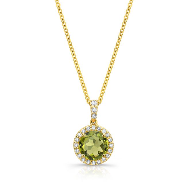 14ky Peridot & Diamond Pendant