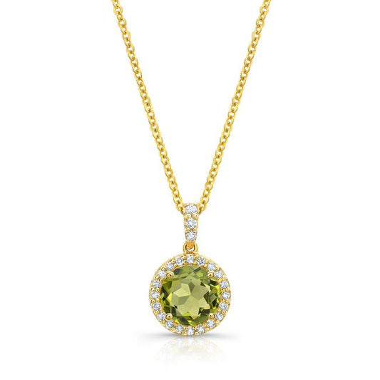 14ky Peridot & Diamond Pendant