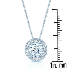 Natural Diamond Round Brilliant Halo Pendant in 18K White Gold, 0.7 ct. t.w. – scale reference | RockHer