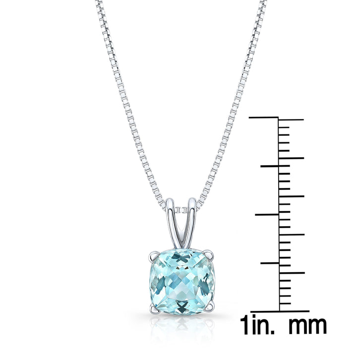 Aquamarine Solitaire Pendant In 14k White Gold