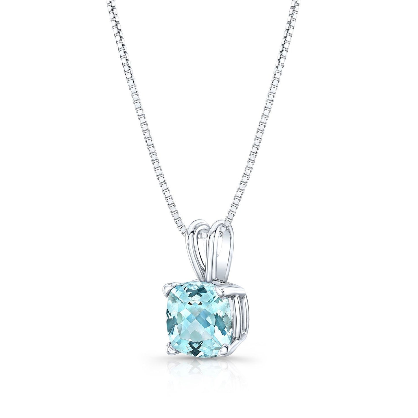 Aquamarine Solitaire Pendant In 14k White Gold