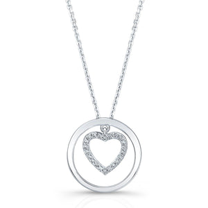 Natural Diamond Heart Shape Pendant in 14K White Gold – front view | RockHer