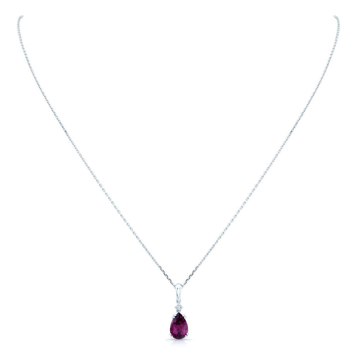 Rhodolite Garnet & Diamond Pendant In 14k White Gold