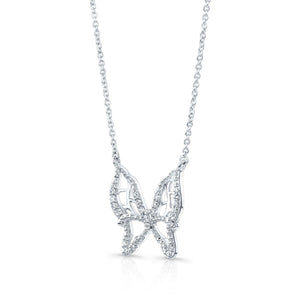 Diamond Floating Butterfly Necklace in 18K White Gold (0.10 Ct.tw) – side profile | RockHer