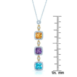 Multi-color Semi-precious And Diamond Dangle Pendant In 14k Two Tone – scale reference | RockHer