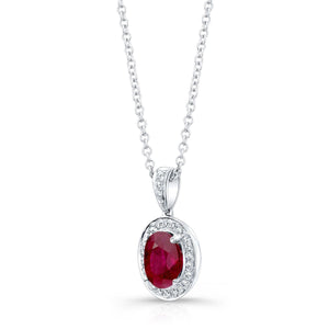 Ruby Oval Pendant in 14K White Gold – side profile | RockHer