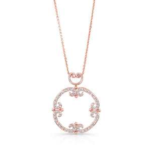 Natural Diamond Round Brilliant Pendant in 14K Rose Gold – front view | RockHer