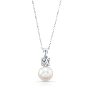 Pearl Pear Shape Pendant in 14K White Gold – front view | RockHer