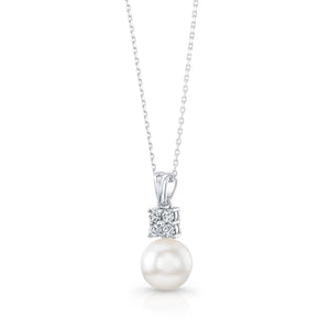 Pearl Pear Shape Pendant in 14K White Gold – side profile | RockHer