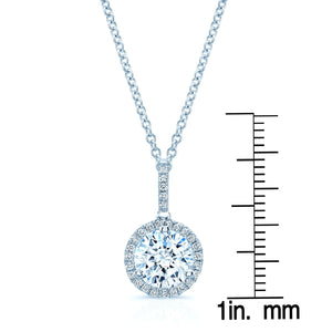 Natural Diamond Round Brilliant Halo Pendant in 14K White Gold, 1 ct. t.w. – scale reference | RockHer