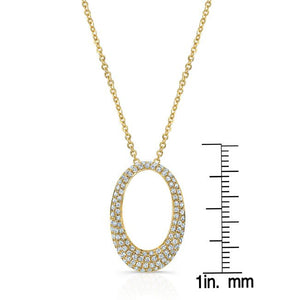 Natural Diamond Oval Pendant in 14K Yellow Gold – scale reference | RockHer