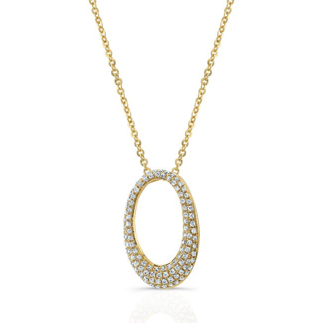 Diamond Pave Oval Pendant In 14k Yellow Gold (si)