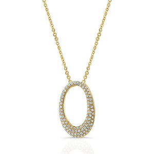 Natural Diamond Oval Pendant in 14K Yellow Gold – side profile | RockHer