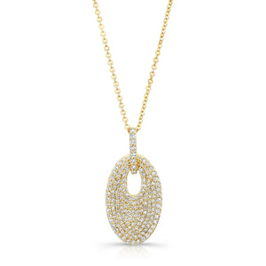 Natural Diamond Oval Pendant in 14K Yellow Gold – front view | RockHer