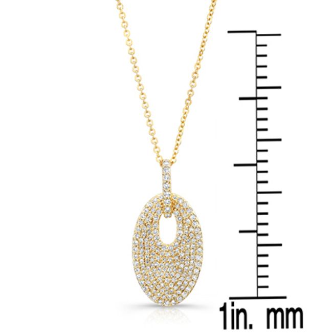 Diamond Pave Oval Disc Pendant In 14k Yellow Gold