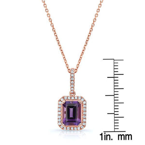 Amethyst Halo Pendant in 14K Rose Gold – scale reference | RockHer