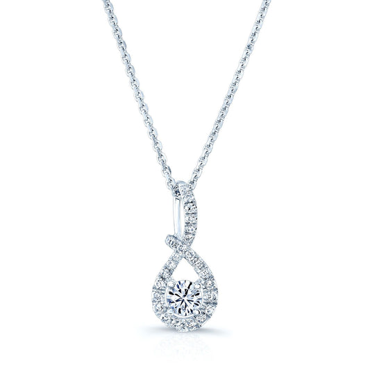 Diamond Infinity Pendant In 14k White Gold (18-in Curb Chain)