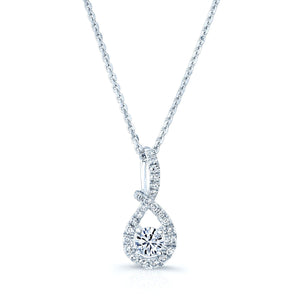 Natural Diamond Round Brilliant Pendant in 14K White Gold – front view | RockHer
