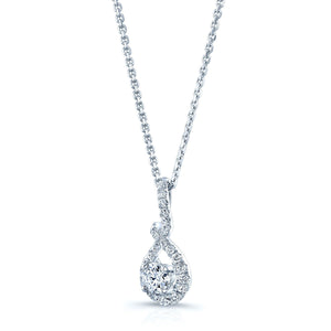 Natural Diamond Round Brilliant Pendant in 14K White Gold – side profile | RockHer