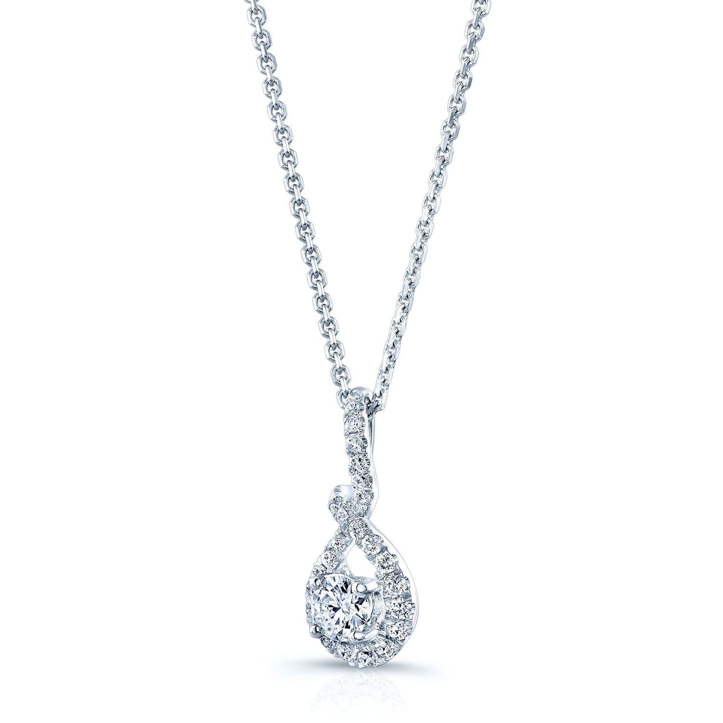 Diamond Infinity Pendant In 14k White Gold (18-in Rolo Chain)