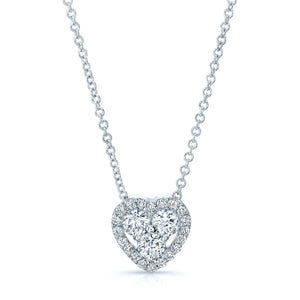 Natural Diamond Heart Shape Pendant in 14K White Gold, 8 ct. t.w. – front view | RockHer