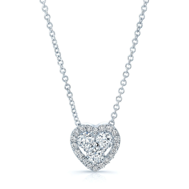 Natural Diamond Heart Shape Pendant in 14K White Gold, 8 ct. t.w. – front view | RockHer