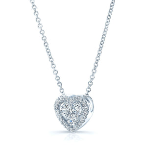Natural Diamond Heart Shape Pendant in 14K White Gold, 8 ct. t.w. – side profile | RockHer
