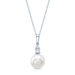Cultured Pearl Pear Shape Pendant in 14K White Gold | RockHer