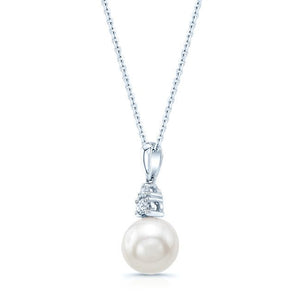 Cultured Pearl Pear Shape Pendant in 14K White Gold – side profile | RockHer