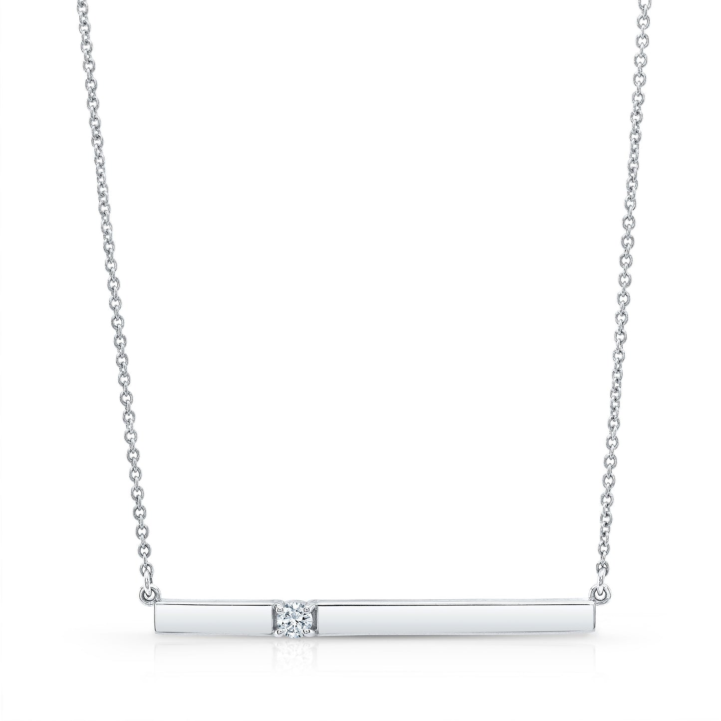 Diamond Bar Necklace In 14k White Gold