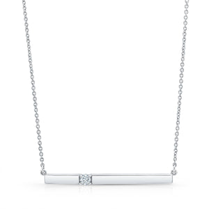 Diamond Bar Necklace in 14K White Gold 0.10ctw – front view | RockHer