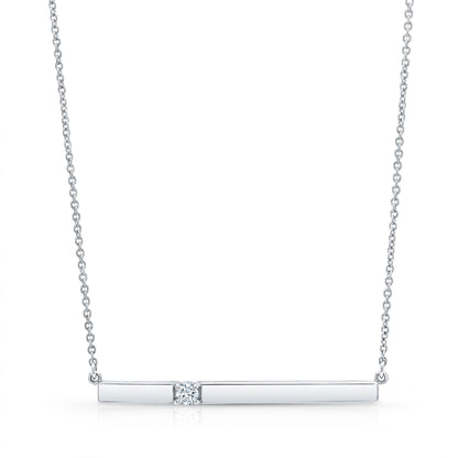 Diamond Bar Necklace In 14k White Gold