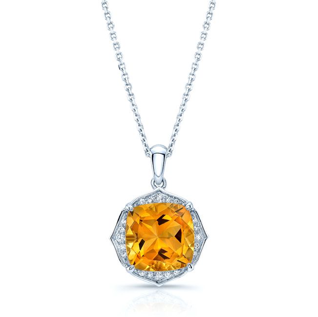 Citrine And Diamond 14kw Pendant