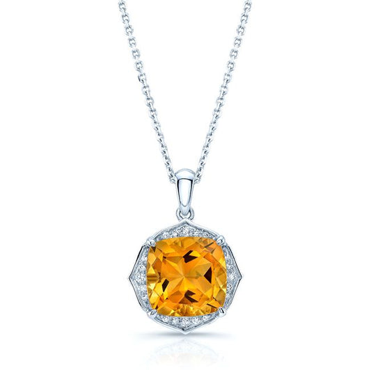 Citrine And Diamond 14kw Pendant