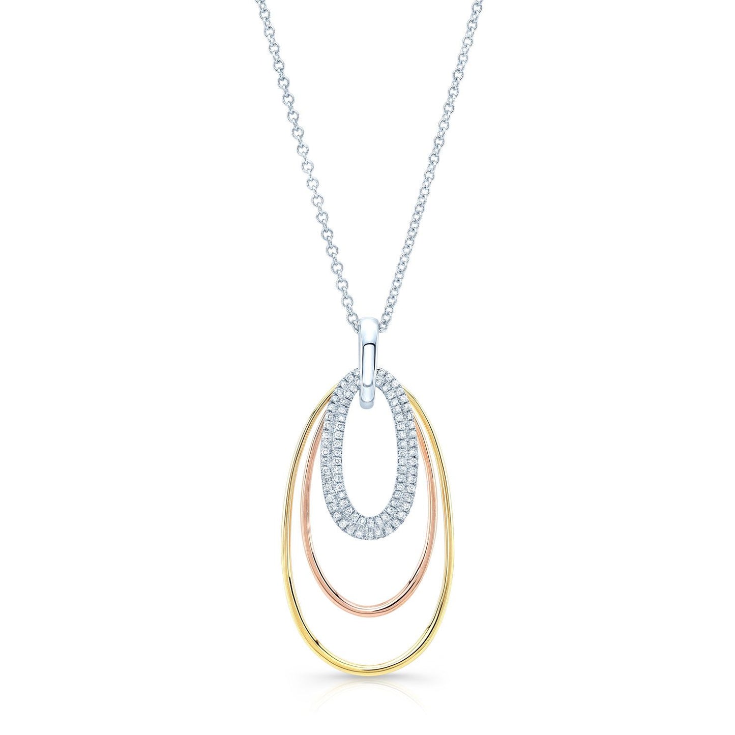 Diamond Triple Oval Pendant In 14k Two Tone Gold