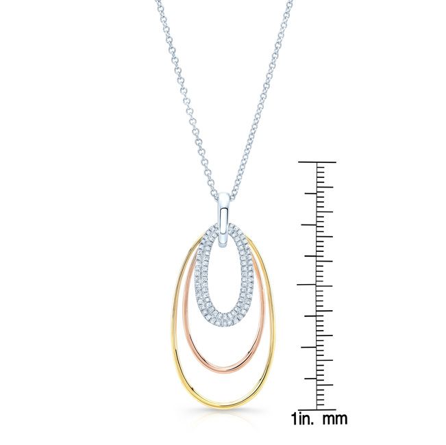 Diamond Triple Oval Pendant In 14k Two Tone Gold