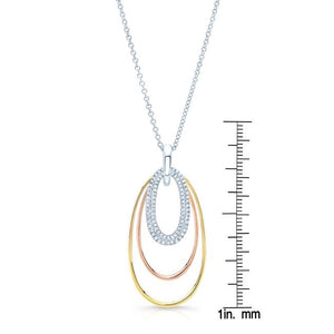 Diamond Triple Oval Pendant In 14k Two Tone Gold – front view | RockHer