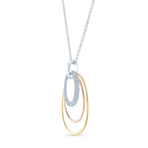 Diamond Triple Oval Pendant In 14k Two Tone Gold – side profile | RockHer