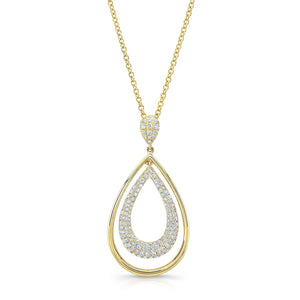 Natural Diamond Oval Pendant in 14K Yellow Gold – front view | RockHer