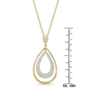 Natural Diamond Oval Pendant in 14K Yellow Gold – front view | RockHer