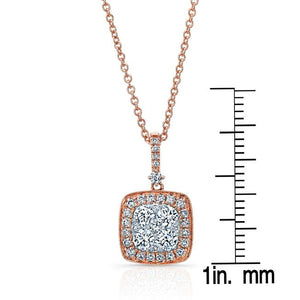 Diamond Pave Cluster Cushion Shaped Pendant In 14k Two Tone Gold (3/4 Ct.tw.) – scale reference | RockHer
