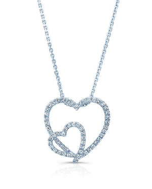 Natural Diamond Heart Shape Pendant in 14K White Gold, 3 ct. t.w. – front view | RockHer