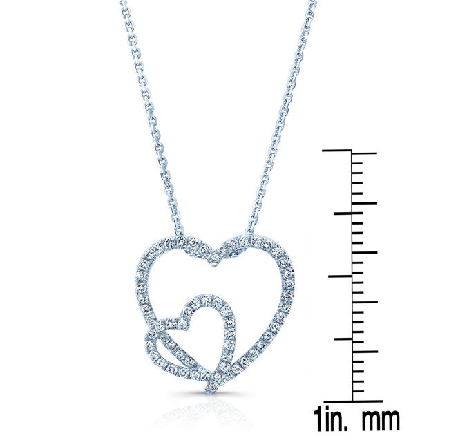 Diamond Pave Double Heart Pendant In 14k White Gold (1/3 Ct.tw.)